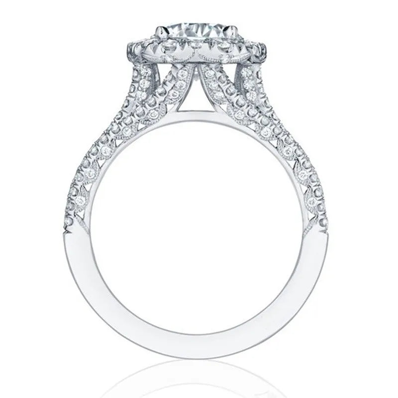 925 Sterling Silver Rings for Women AAA Cubic Zirconia Luxury Engagement Ring