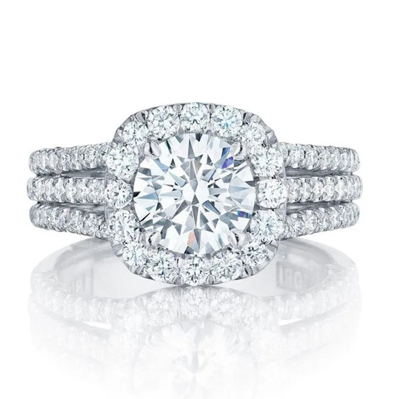 925 Sterling Silver Rings for Women AAA Cubic Zirconia Luxury Engagement Ring