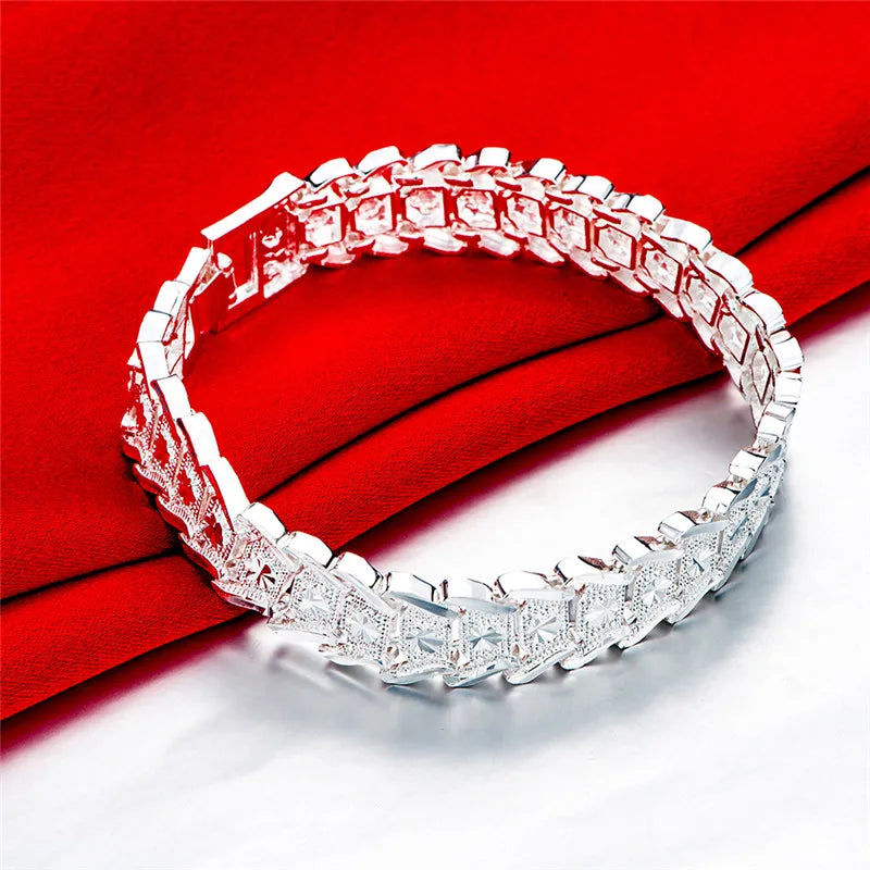 925 Sterling Silver Wide Wristband Bracelet