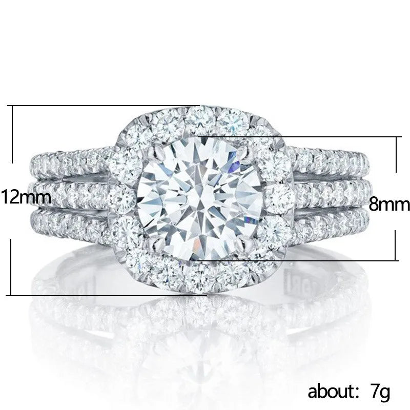 925 Sterling Silver Rings for Women AAA Cubic Zirconia Luxury Engagement Ring