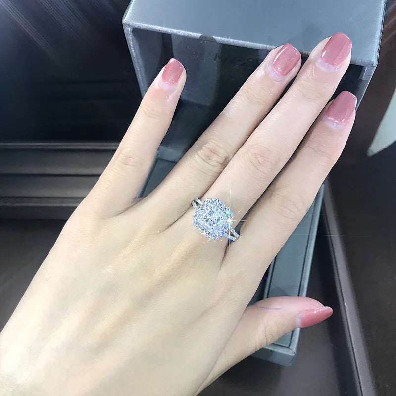 925 Sterling Silver Square Shape Ring